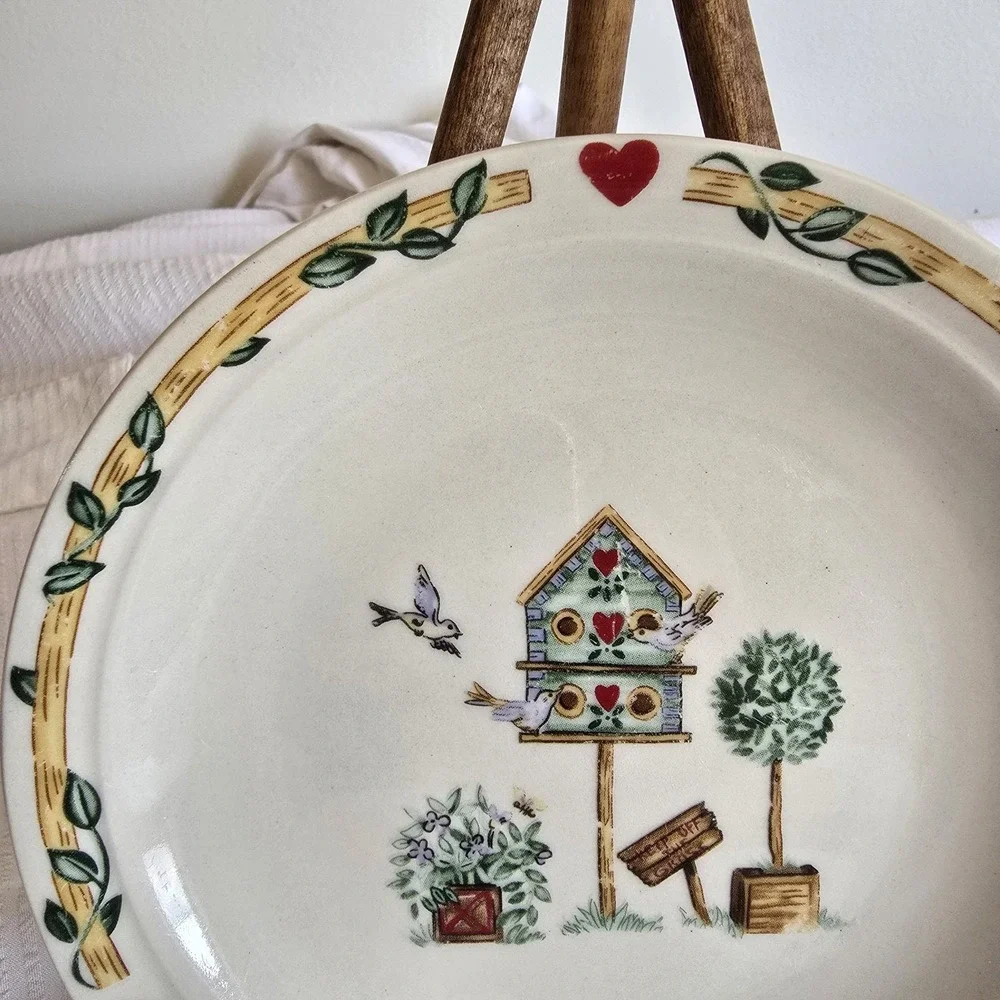 Vintage Thompson Pottery Birdhouse Cottage Core Side Plate